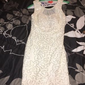 Pearl white elegant prom dress